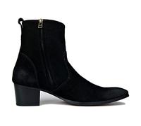 OSSTONE Stivaletto da Uomo Chukka in Pelle Suede Stivaletti Casual Tacco Chelsea Stivali con Cerniera OS-JY002-Black Suede, Camoscio Nero US11.5(EU45)