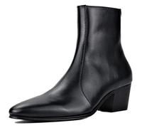 OSSTONE Stivaletto da Uomo Heel Chukka in Pelle Stivaletti firmati Scarpe Casual Tacco Chelsea Stivali OS-JY046-13