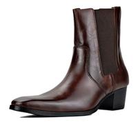OSSTONE Stivaletto da Uomo Heel Chukka in Pelle Stivaletti firmati Scarpe Casual Tacco Chelsea Stivali OS-JY042-10.5-R