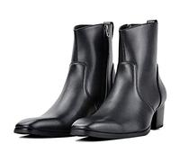 OSSTONE Stivaletto da Uomo Heel Chukka in Synthetic Leather Stivaletti firmati Scarpe Casual Tacco Chelsea Stivali OS-JY016-IT EU41, US8.5 Nero