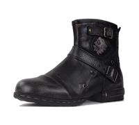OSSTONE Stivali da motociclista Pelle Chukka Stivaletti Uomo Botas Zip Up Retrò Stylish Boots OS-5008-1-BS-IT-R,Vintage Nero，US11.5(EU45.5)