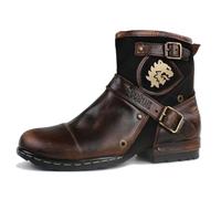 OSSTONE Stivali da motociclista Pelle Chukka Stivaletti Uomo Botas Zip Up Retrò Stylish Boots OS-5008-1-BP-IT-R,Vintage Marrone，US7.5(EU40.5)