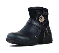 OSSTONE Stivali da motociclista Pelle Chukka Stivaletti Uomo Botas Zip Up Retrò Stylish Boots OS-5008-1-BU，Vintage Blu，US10(EU44)