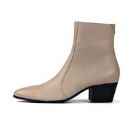 OSSTONE Uomo Beige Fondo in Pelle Tacco Alto Stivali Chelsea in Pelle Scarpe da Uomo Scarpe da Abito Uomo Stivali con Zip Laterale Stivali da Cowboy Biker OS-JY051-10-R