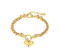 OSTAN Bracciale da donna in acciaio inox con ciondolo a forma di cuore, per donna