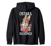 Ostara Blessings Happy Easter Rabbit Ostara Equinozio Felpa con Cappuccio