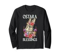 Ostara Blessings Happy Easter Rabbit Ostara Equinozio Maglia a Manica