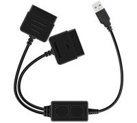 OSTENT Cavo Convertitore Adattatore USB Doppio per Sony Playstation 1/2 PS One PSX Controller Cablato Gamepad Joystick a PC Laptop, Colore Nero