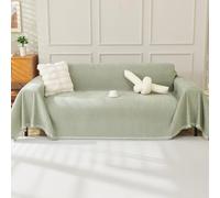 OstepDecor Copridivano 3 Posti, 180 x 300 cm, Telo Copridivano in Chenille per Tutte le Stagioni, Coperta Divano Ultrap Morbida, Anti Macchia, Facile da Pulire e Lavabile, Verde Sólido