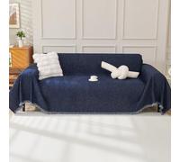 OstepDecor Copridivano 3 Posti, 180 x 300 cm, Telo Copridivano in Chenille per Tutte le Stagioni, Coperta Divano Ultrap Morbida, Anti Macchia, Facile da Pulire e Lavabile, Blu marina Sólido