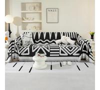 OstepDecor Copridivano 3 Posti, 180 x 340 cm, Telo Copridivano in Chenille per Tutte le Stagioni, Coperta Divano Ultrap Morbida, Anti Macchia, Facile da Pulire e Lavabile, Nero Bohemio