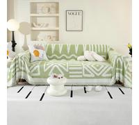 OstepDecor Copridivano 3 Posti, 180 x 340 cm, Telo Copridivano in Chenille per Tutte le Stagioni, Coperta Divano Ultrap Morbida, Anti Macchia, Facile da Pulire e Lavabile, Verde Bohemio