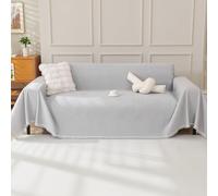 OstepDecor Copridivano 3 Posti, 180 x 340 cm, Telo Copridivano in Chenille per Tutte le Stagioni, Coperta Divano Ultrap Morbida, Anti Macchia, Facile da Pulire e Lavabile, Gris Claro Sólido