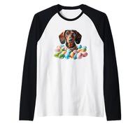 Osterdackel bunte Eier Maglia con Maniche Raglan