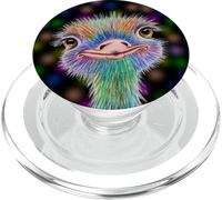Ostrich Bird Ostriches Emus Avestruz Ave Bird on Black PopSockets PopGrip per MagSafe