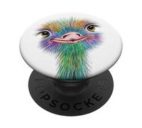 Ostrich Bird Ostriches Emus Avestruz Ave on White PopSockets PopGrip Adesivo