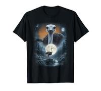 Ostrich Full Moon Forest Landscape Celestial Nature Graphic Maglietta