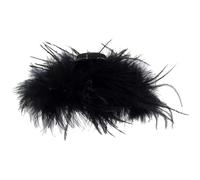 Ostrich Hair Clip Black - Artificial Animal Styling Claw Clips | Large Size Nonslip High-Grade Feeling Accessories, Faux Plume Headwear Elegant Evening Grip Wedding Barrette Set