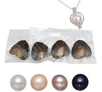 Ostriche d'acqua dolce con perline rotonde in vari colori brillanti e significativi, con perline all'interno e collana fai da te come regalo per le donne (7-8 mm/4 pezzi)