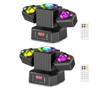 Osusuent Teste Mobili Luci Palcoscenico da 65W,Faretto LED RGBW 4 in 1 Spot Beam con Telecomando DMX512,Mini Moving Head Festa Luce Stroboscopica per Festa Discoteca DJ Bar Matrimoni,2 Pack