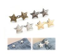 Osuter 4PCS Stringi Pantaloni Vita,Bottoni Jeans Regolabili, Bottone Per Stringere Jeans Pantaloni a Clip Spilla Gioiello Per Vestiti Bottoni,Contiene Stelle Dorate,Argentate,Nero Pistola E Bronzo