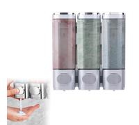 Osuter Dispenser Sapone Bagno,3 Pezzi Dispenser Sapone Doccia da Muro,Senza Trapano,Rilascio Uniforme Del Liquido,per Shampoo,Balsamo,Bagnoschiuma(Argento,3x300ml)