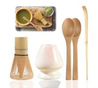 Osuter Frusta Matcha Bamboo Kit the Matcha Giapponese Tradizionale Matcha Tea Cerimoniale Kit Accessorio Matcha Kit for Tea Ceremony Tea Drinking (bianco rosato)