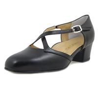 OSVALDO PERICOLI, Decolleté Aperte con Cinturino in Pelle Nappa Nero, Linea Comfort Pianta Larga, Tacco Basso, 500T40