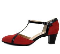 OSVALDO PERICOLI Scarpe Donna da Ballo in Pelle Camoscio Rosso, Tacco Medio Basso 5 cm, EB200RO