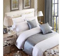 OSVINO Runner da Letto Matrimoniale Grigio Argento Dorato Raso Copriletto Elegante Corridore Liscio Classico Antico per Alberghi Hotel Camere Letti, 210x50cm per 150cm Letto