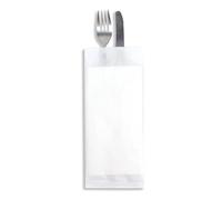Osviplastic Buste porta posate in carta di colore Bianca. Dimensioni 10×25 cm. con tovagliolo doppio velo da 38×38 cm. Confezione da 900 Pezzi