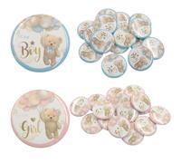 OSVJE Confezione da 30 spille a bottone a forma di orso carino, per rivelare il genere, 3,8 cm, spille da doccia, per bomboniere, bomboniere, regali, accessori per giochi di compleanno