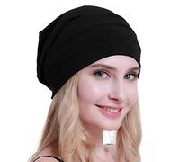 Osvyo - Berretto in cotone da donna per chemio in caso di cancro e perdita di capelli, imballaggio sigillato, Nero , Taglia unica