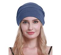 Osvyo - Berretto in cotone da donna per chemio in caso di cancro e perdita di capelli, imballaggio sigillato, blu grigio, Taglia unica