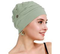 Osvyo Chemo Turbanti per donne cancro perdita capelli cappello - cotone leggero copricapo sigillato imballaggio, taglia unica, Ulivo chiaro, Taglia unica