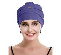 Osvyo Chemo Turbanti per donne cancro perdita capelli cappello - cotone leggero copricapo sigillato imballaggio, taglia unica, Blu denim, Taglia unica