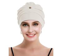 osvyo Copricapo da donna in cotone chemo con cancro e perdita di capelli, cappello in cotone, copricapo leggero, confezione sigillata, bianco polvere, Taglia unica