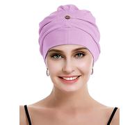 osvyo Copricapo da donna in cotone chemo con cancro e perdita di capelli, cappello in cotone, copricapo leggero, confezione sigillata, Lilla chiaro, Taglia unica