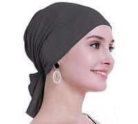 osvyo Copricapo in bambù per chemioterapia, da donna, per perdita di capelli, turbante da infilare, confezione sigillata, BAMBOO GRIGIO SCURO, Taglia unica