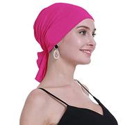 osvyo Copricapo in bambù per chemioterapia, da donna, per perdita di capelli, turbante da infilare, confezione sigillata, ROSA DI BAMBOO ROSSA, Taglia unica