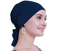 osvyo Copricapo in bambù per chemioterapia, da donna, per perdita di capelli, turbante da infilare, confezione sigillata, BAMBOO INDIGO BLU, Taglia unica
