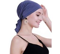 osvyo Copricapo in bambù per chemioterapia, da donna, per perdita di capelli, turbante da infilare, confezione sigillata, BAMBOO DENIM BLU, Taglia unica