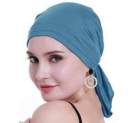 osvyo Foulard in bambù per chemioterapia, da donna, per la perdita dei capelli, per il cancro, senza lacci, turbanti, cappelli, tappi sigillati, Bambù Azzurro, Etichettalia unica