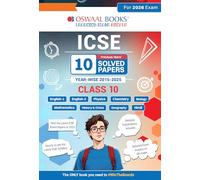 Oswaal ICSE 10 Previous Years' Solved papers yearwise 2015-2025, Class-10, Physics, Chemistry, Mathematics, Biology, History and Civics, Geography, Hindi, English 1, English 2 (2026 Exam)