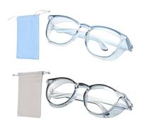 OT-NVWOZR Set da 2 occhiali protettivi da Lavoro,Anti Appannamento con 2 custodie, Occhiali Antinfortunistica trasparenti con protezioni laterali Protezione anti luce blu donne uomini(blu + grigio)