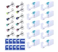 OT-NVWOZR Set di 12 fori per l'orecchio, pistola usa e getta, con orecchini, ovatta alcolica, sterile, di sicurezza, per ragazze, donne e uomini (argento), one-size, Lega di acciaio, Alessandrite