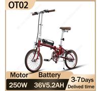 OT02 Bici elettrica pieghevole in acciaio cromato Motore da 250 W Batteria 36V5.2AH Bicicletta elettrica da città Pneumatico da 16 pollici E-bicicletta per adulti