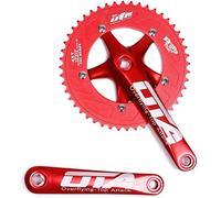 OTA Guarnitura Singola Velocità 48T 170 mm Guarnitura 130 BCD Pieghevole Bike Guarnitura con Copertura Protettiva per Bicicletta Singola Velocità,Track Road Bicicletta,Fixed Gear,Fixie,Dahon,Rosso