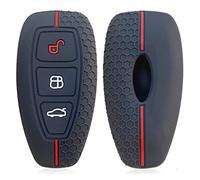 通用 Otai Cover per Chiave Auto in Silicone Caso Compatibile con Accessori Ford Focus Kuga Soft Guscio Chiave Auto 3 Pulsanti (Linea Rossa Nera)