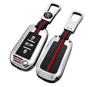 Otai Portachiavi Flip per auto in lega di zinco Coperchio Portachiavi per Peugeot 208 308 408 508 307 2008 3008 4008 Citroen C4 CACTUS C3 C6 C8 (D'argento)